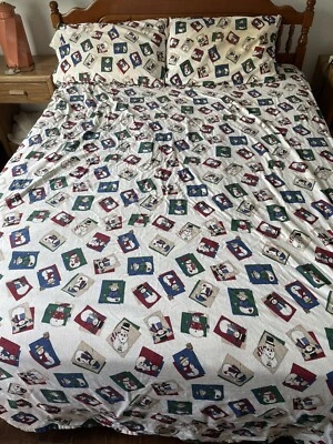 Juego de sábanas de franela muñeco de nieve de algodón portugués Queen (4) Foto 1 de 4