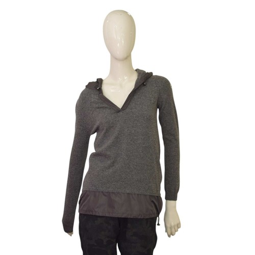 MONCLER maglia lana vergine grigia manica lunga con cappuccio taglia S