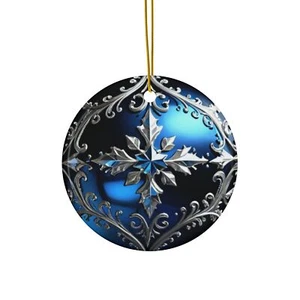 Elegante Schneeflocke Keramik Ornament, Weihnachtsdeko, Baumschmuck, Weihnachten - Bild 1 von 4