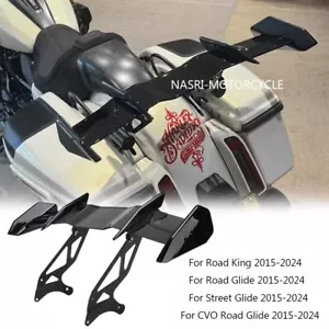 2015-2024 Rear Spoiler Tail Wing Bright Black Adjustable For Harley CVORoadGlide - Foto 1 di 11
