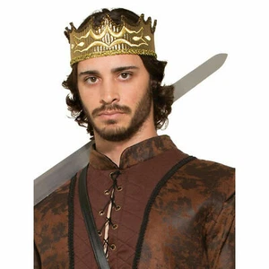Crown Medieval Style King Gold Lame' Fabric Costume Crown W/ Embroidery - Picture 1 of 1