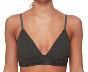 NEW CALVIN KLEIN MONOCHROME GREY COTTON WIREFREE TRIANGLE BRA SIZE XL - QP2513O - Picture 1 of 2