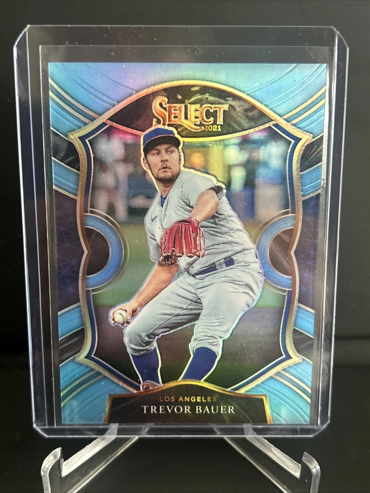 2021 Panini Select Baseball Trevor Bauer Carolina Blue Prizm Parallel /35