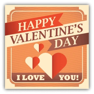 Happy Valentine's Day I Love You Retro Emblem Car Bumper Sticker Decal - Picture 1 of 1