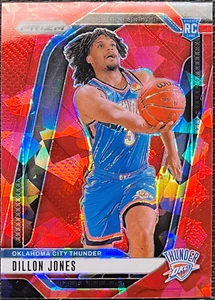 Dillon Jones 2024-25 Panini Prizm #240 Red Ice Prizm (RC) Thunder - Foto 1 di 2