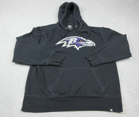 Baltimore Ravens Sweater Mens Large Black Hooded Sweatshirt NFL Football Cover