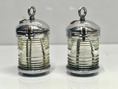 Pair of Salvaged Maritime Ship Cargo Lamps - Hanging Ceiling Electric Fixtures - Image 1 of 4