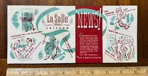 Vintage Werbeblotter LaSalle Hotel Chicago IL News! Cafés Pubs MCM Grafik - Bild 1 von 2