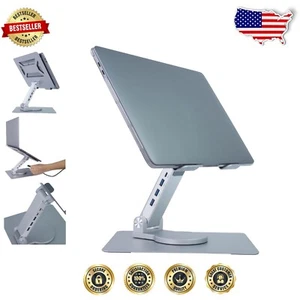 Premium Adjustable Laptop Stand with Cooling Vent & USB Ports – For Easy Sharing - Picture 1 of 11