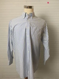 L.L. Bean Button Up Hemd Herren 16,5-33 Langarm blau grün gestreift Baumwolle - Bild 1 von 7