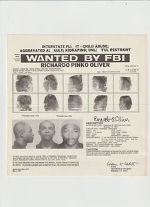 FBI POSTER RICERCATO RICHARDO PINKO OLIVER -VOLO INTERSTATALE-ABUSI SUI MINORI-ASSALTO - Foto 1 di 2