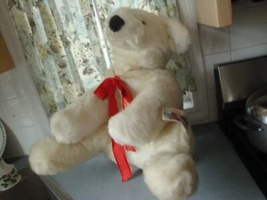 RARE VINTAGE VERMONT TEDDY BEAR WHITE PLUSH GIANT 25" SITTING POLAR BEAR USA EUC - Picture 1 of 13