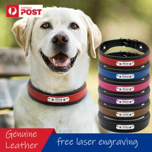 Personalised Large Genuine Leather Dog Collar Custom Engraved Dog Collar - Picture 1 of 12