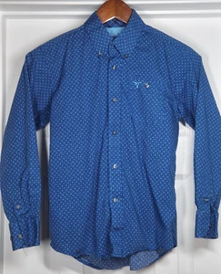Wrangler 20X Competition Advanced Comfort Youth Boy L Long Sleeve Blue Geometric - Picture 1 of 6