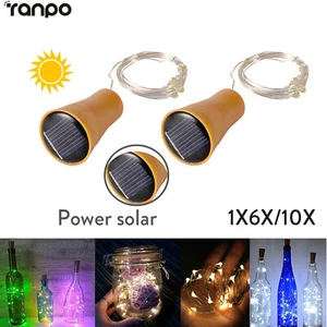 1X 10X LED Solar Wine Bottle String Light 2M Copper Wire Fairy Lights For Decor - Picture 1 of 25