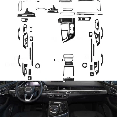 Kit completo de molduras interiores de fibra de carbono 60 piezas para Audi Q7 2016-19 Foto 1 de 4