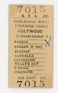 Railway Ticket Irish UTA 2nd Class Single Exchange Ticket Holywood to - Picture 1 of 1