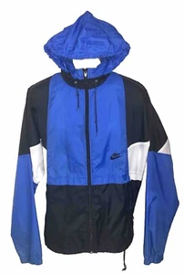 Nike Gray Tag Mens XL Blue Vtg 1990s Full Zip Vented Hooded Windbreaker - Picture 1 of 8