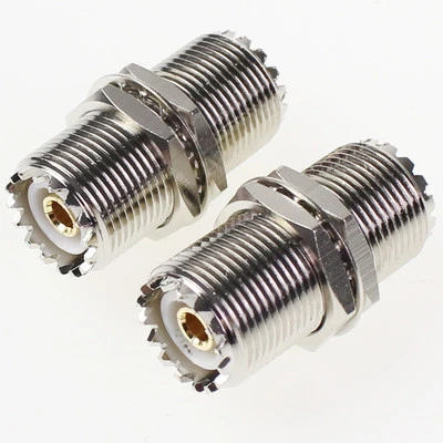 2Pc UHF Female Nut Bulkhead To SO-239 SO239 Jack RF Adapter Connector PL-259 New - Image 1 of 4