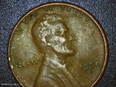 1950 wheat penny error missing letter unique US coin circulated - Image 1 of 4