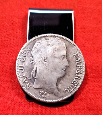 French Emperor Napoleon Bonaparte France Silver Tone Coin Money Clip + Gift Box! - Image 1 of 4