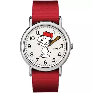 Reloj Timex Peanuts TW2R41400 Plateado Bajo Plomo Latón Rojo Nylon Correa Deslizable - Imagen 1 de 4