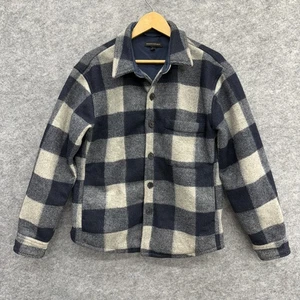 Banana Republic Men's Textured Shirt Jacket, Fleece Pockets, Blue Plaid, S, NEW - Picture 1 of 12