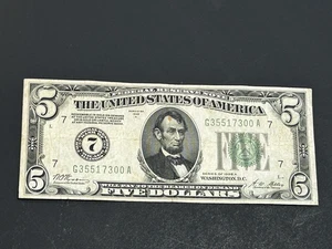 1928 A $5 Federal Reserve Note US Bill LOW Shipping!!! - Picture 1 of 2