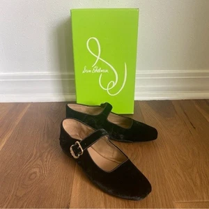 Sam Edelman Michaela Mary Lane Flat in Black Velvet 5 - Picture 1 of 8