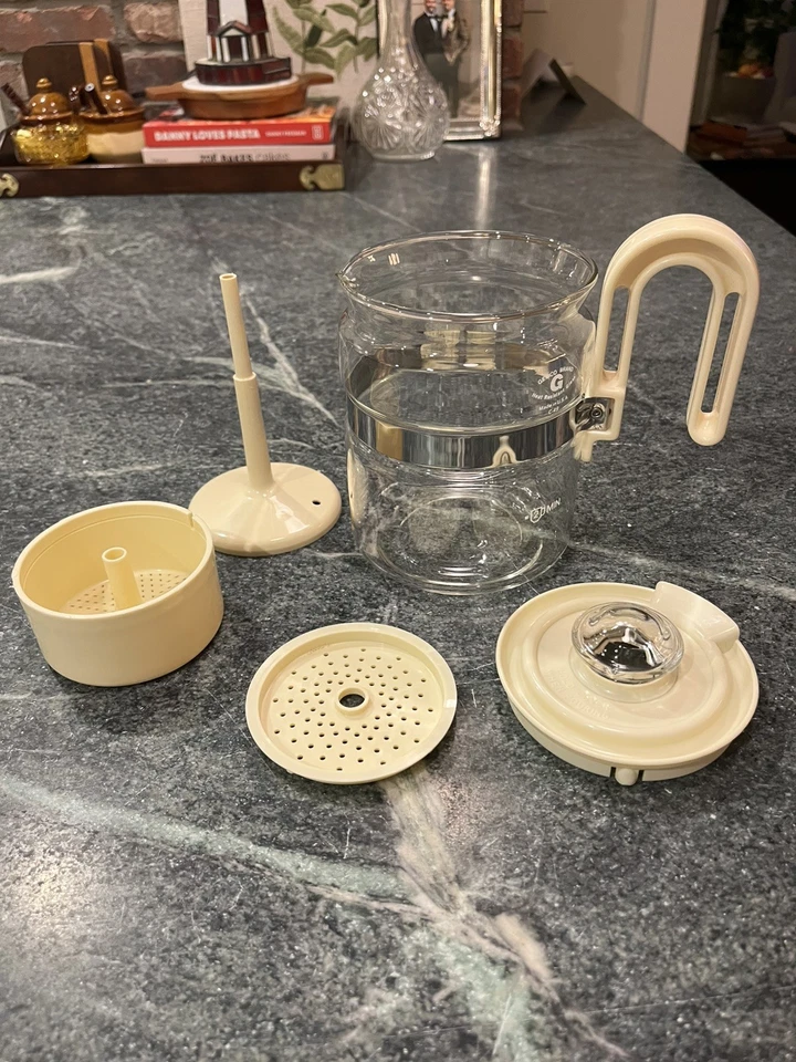 Vintage Tan Gemco Percolator Clear Glass Plastic Stainless Steel - 4 Cup - Image 1 of 4