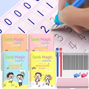 Grooved - 4 Children's Magic copybooks, Magic grooved writing practice books ... - Picture 1 of 8