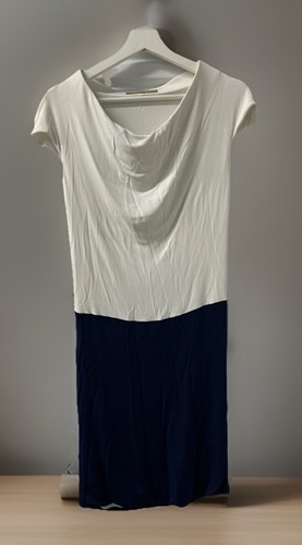 Abito tubino donna Balenciaga Paris designer bianco blu taglia 8 Eu40 imperfetto