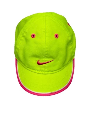 NIKE Infant Neon Yellow Pink Hat Cap Strap Back Swoosh Just Do it Baseball - Image 1 of 4