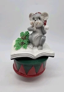 Vintage Weihnachten Santa Maus Aufzieh Urlaub Spieluhr FUNKTIONIERT - Bild 1 von 9