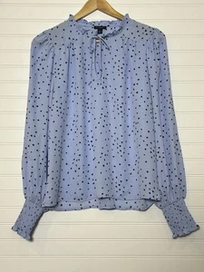 Ann Taylor blau Blumendruck fließende Bluse, Größe Small Tie Neck Ballon Slv transparent - Bild 1 von 9