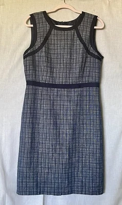 Vestido Talbots para mujer talla 12 azul tartán a cuadros tweed sin mangas vaina midi con cremallera Foto 1 de 4