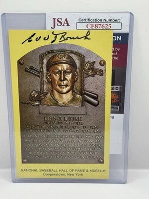 Edd Roush Autographed HOF Postcard - Cincinnati Reds - JSA COA - A - Image 1 of 2
