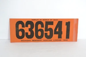 1940 Michigan Resident Hunting License Back Tag - Picture 1 of 2