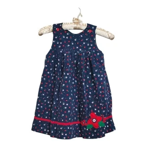 Good Lad Of Philadelphia Gr. 5 Kleid blau Cord Blumenmuster Blumenapplikation  - Bild 1 von 12
