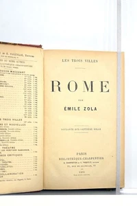  ZOLA ROME LES TROIS VILLES ROMAN RELIGION 1896 - Imagen 1 de 2