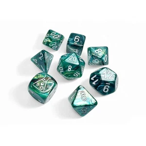 Neptune Lustrous Dice with Grey Numbers 7+1 Lab Dice Set 16mm (5/8in) Chessex - Picture 1 of 6