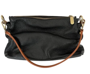 Borsa a tracolla Valentina in pelle nera e marrone ciottoli italiani - Foto 1 di 9