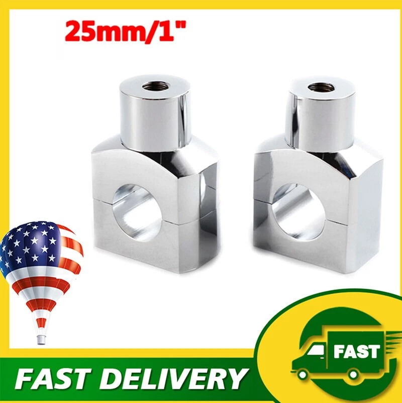 2x Chrome 1" Handlebar Risers Mount For Yamaha V-Star 650 950 1100 1300 Classic - Image 1 of 4