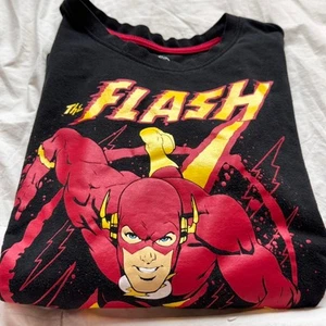 dc comic originals The flash graphic t shirt black red long sleeve size 14/16 - Picture 1 of 6