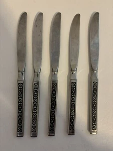 5 Gorham Stainless Hacienda Dinner Knives 8 3/8” Mid-century Modern Texture - Picture 1 of 2