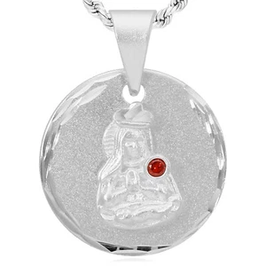 Sterling Silver Red Ruby Santa Barbara Pendant 0.8" - Picture 1 of 8