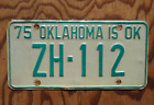 1975 Oklahoma is OK License Plate # ZH - 112