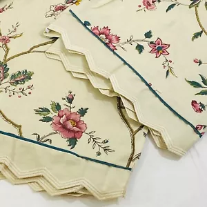 Martex Twin Flat Sheet Pillowcase Floral on Ivory Background Zigzag Edging USA - Picture 1 of 9