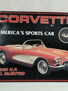 1958 Chevy Corvette Metal Tin Sign 12 .5 x 16.25 Mancave Decor Classic Car - Picture 1 of 6