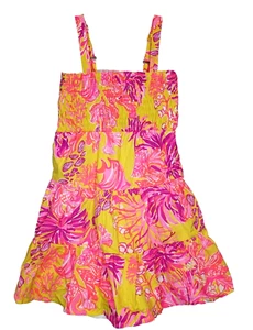 Lilly Pulitzer Girls Medium Calla Yellow Violet Pink Sea Floral Sundress - Picture 1 of 4